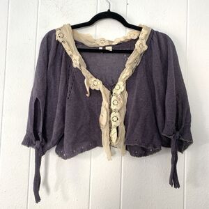 Moth Sweater Cardigan Womens Small Crop Fairy Whimsy Dark Romantic Grunge Y2K